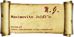 Maximovits Jolán névjegykártya